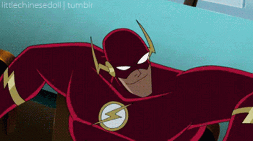 A Cartoon Drawing Of The Flash With A Lightning Bolt On His Chest And The Words Littlechinesedoll Tumblr Below Him GIF