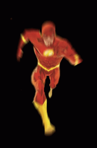 A Cartoon Drawing Of The Flash With Lightning Behind Him GIF