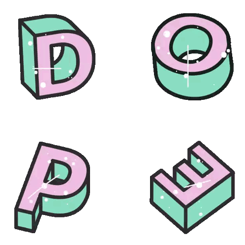 A Cartoon Drawing Of The Letters D O And P Sticker