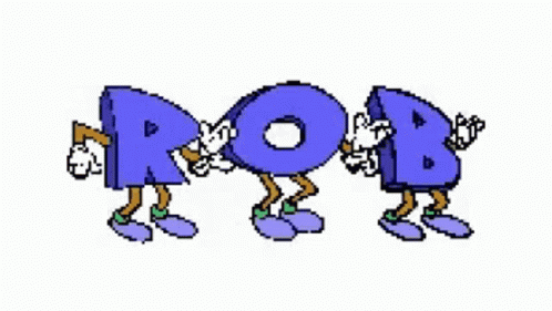 A Cartoon Drawing Of The Letters R And B With Hands And Legs GIF