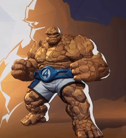 A Cartoon Drawing Of The Thing Wearing A Belt With The Number 4 On It GIF