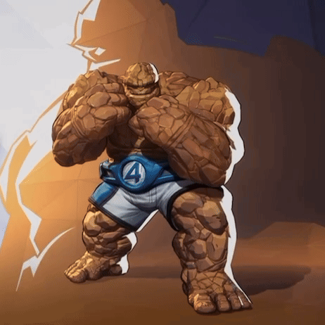 A Cartoon Drawing Of The Thing Wearing Shorts With The Number Four On Them GIF