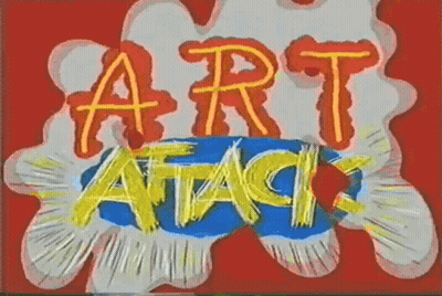 A Cartoon Drawing Of The Words Art Attack GIF