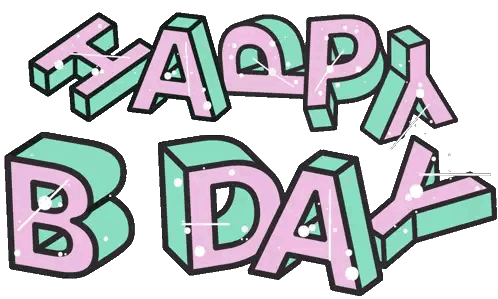 A Cartoon Drawing Of The Words Happy Birthday Sticker