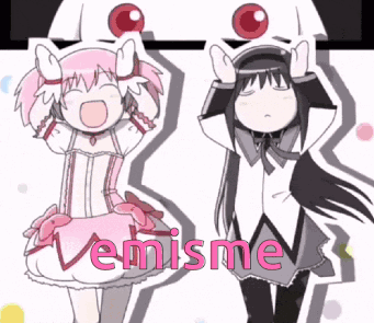 A Cartoon Drawing Of Two Anime Girls With The Words Venisme Written On The Bottom GIF