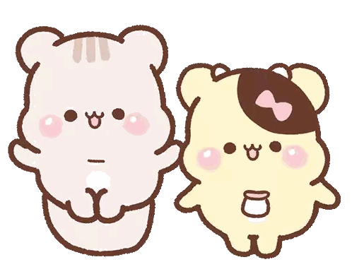 A Cartoon Drawing Of Two Bears Standing Next To Each Other With One Wearing A Bow On Its Head Sticker