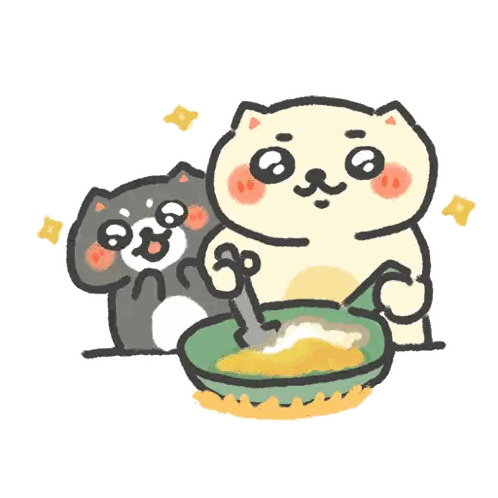 A Cartoon Drawing Of Two Cats Cooking Together Sticker