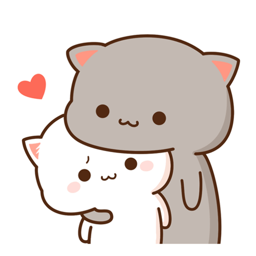 A Cartoon Drawing Of Two Cats Hugging Each Other With A Heart In The Background GIF
