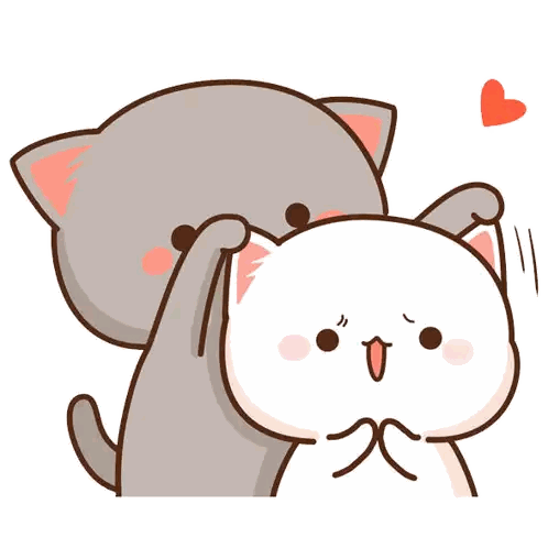 A Cartoon Drawing Of Two Cats Hugging Each Other With A Heart In The Background Sticker