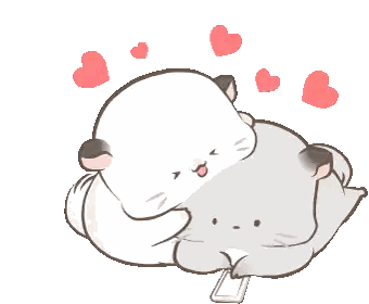 A Cartoon Drawing Of Two Cats Hugging Each Other With Hearts Around Them Sticker