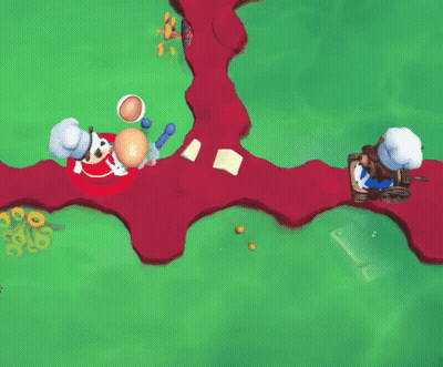 A Cartoon Drawing Of Two Chefs Cooking On A Red Surface GIF