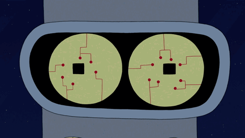 A Cartoon Drawing Of Two Circles With Red Dots GIF