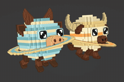 A Cartoon Drawing Of Two Cows With The Number 8 On Their Heads GIF