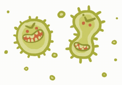 A Cartoon Drawing Of Two Green Bacteria With Smiley Faces GIF