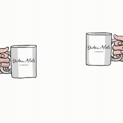 A Cartoon Drawing Of Two Hands Holding Coffee Mugs That Say " Happy Friendship Day " GIF