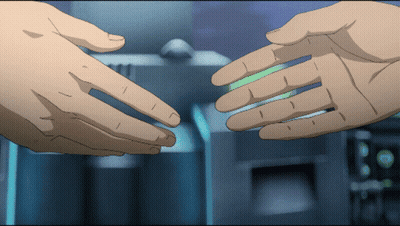 A Cartoon Drawing Of Two Hands Reaching Out GIF