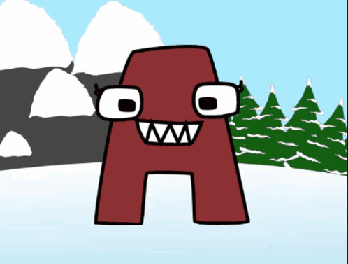 A Cartoon Drawing Of Two Letters A And R Standing In The Snow GIF