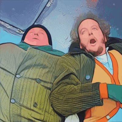 A Cartoon Drawing Of Two Men Laying Down With One Yawning GIF