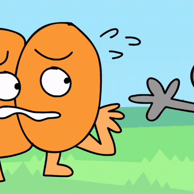 A Cartoon Drawing Of Two Orange Balls With Arms And Legs GIF