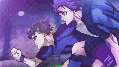 A Cartoon Drawing Of Two Soccer Players With The Number 14 On Their Shorts GIF