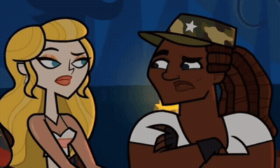 A Cartoon Drawing Of Two Women One Of Whom Is Wearing A Military Hat With A Star On It GIF