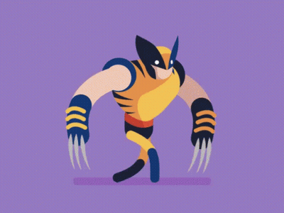 A Cartoon Drawing Of Wolverine With Claws Extended GIF