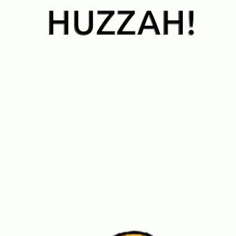 A Cartoon Duck Is Laying On Its Back With The Words Huzzah Above It . GIF