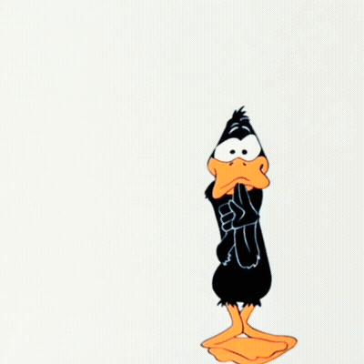 A Cartoon Duck Is Pointing At Something With His Tongue Hanging Out GIF