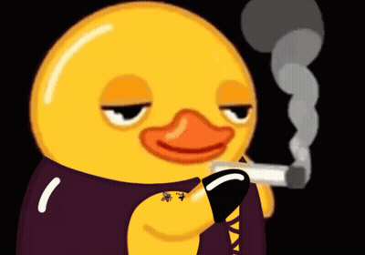 A Cartoon Duck Is Smoking A Cigarette With Smoke Coming Out Of His Mouth GIF