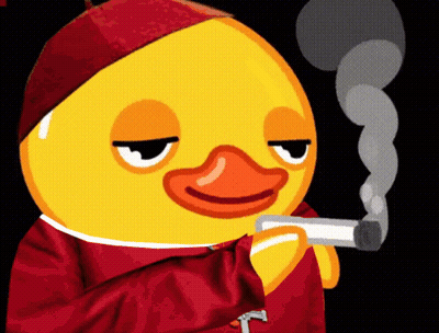 A Cartoon Duck Smoking A Cigarette And Wearing A Red Jacket GIF