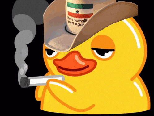 A Cartoon Duck Wearing A Cowboy Hat And Smoking GIF