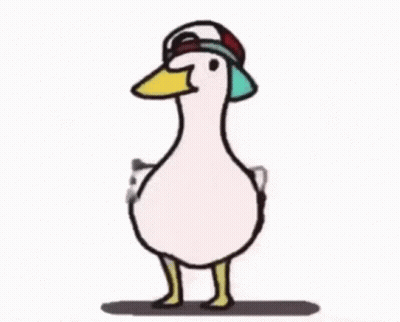 A Cartoon Duck Wearing A Hat And A Mask Is Walking . GIF