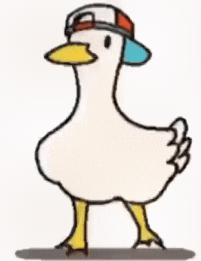 A Cartoon Duck Wearing A Hat And Sunglasses Is Walking . GIF