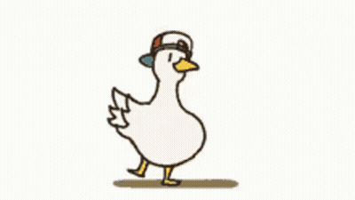 A Cartoon Duck Wearing A Hat Is Walking On A White Background . GIF