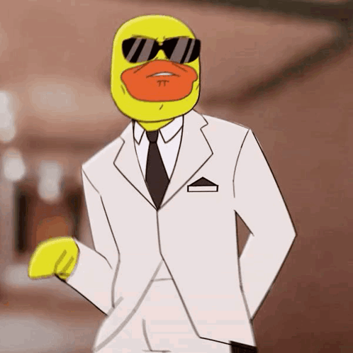 A Cartoon Duck Wearing Sunglasses And A Suit And Tie GIF