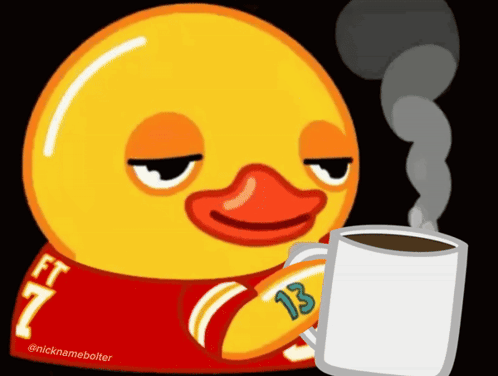 A Cartoon Duck With The Number 13 On It GIF
