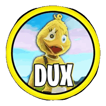 A Cartoon Duck With The Word Dux On It Sticker