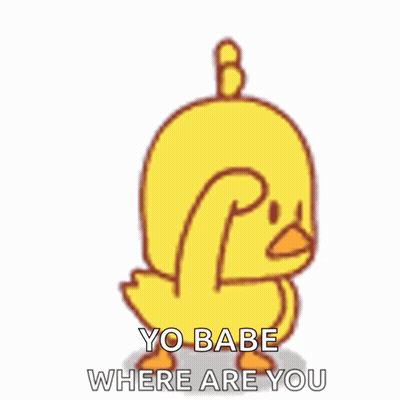 A Cartoon Duck With The Words Yo Babe Where Are You Above It GIF