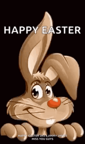 A Cartoon Easter Bunny With A Red Nose GIF