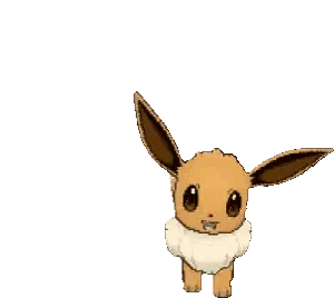 A Cartoon Eevee Is Walking On A White Background And Smiling . Sticker