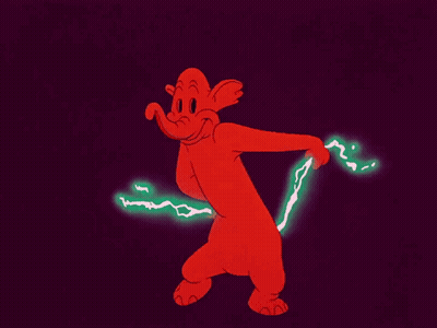A Cartoon Elephant Is Holding A Lightning Bolt In His Hand GIF