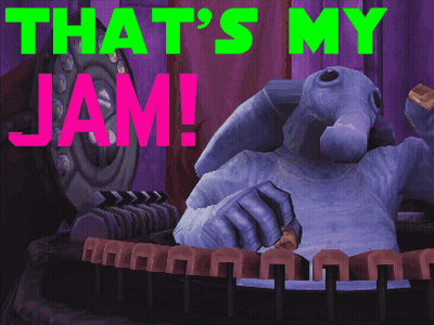 A Cartoon Elephant Is Playing A Piano And The Words That 'S My Jam Are Above Him GIF