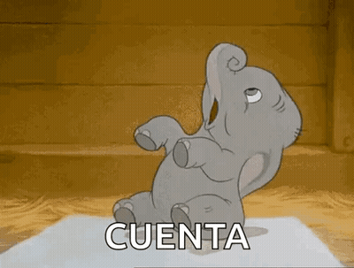A Cartoon Elephant Is Sitting On Its Back On A Piece Of Paper With The Word Cuenta In Front Of It . GIF