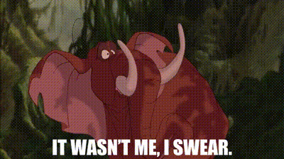 A Cartoon Elephant Says It Wasn 'T Me , I Swear GIF
