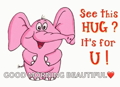 A Cartoon Elephant Says " See This Hug It 'S For U " GIF