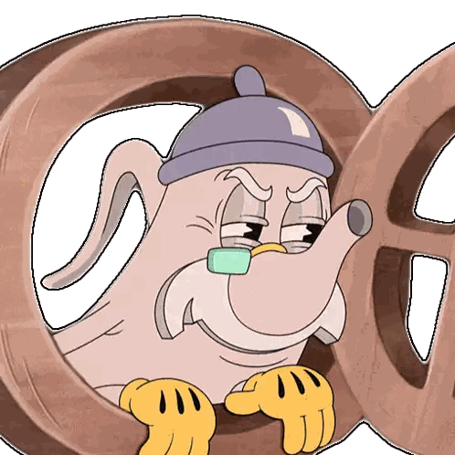 A Cartoon Elephant Wearing A Purple Hat And Glasses GIF