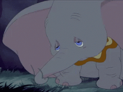 A Cartoon Elephant With A Tear Coming Out Of His Nose GIF