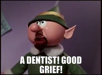 A Cartoon Elf Says A Dentist ! Good Grief ! GIF
