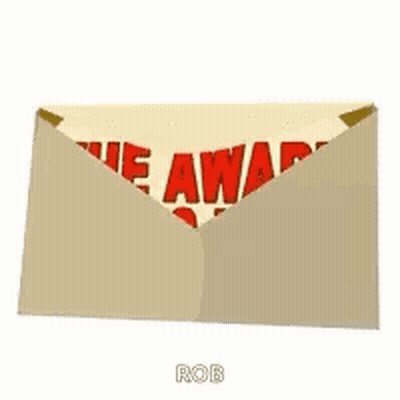 A Cartoon Envelope With A Paper In It That Says `` The Award Goes To ... '' . GIF