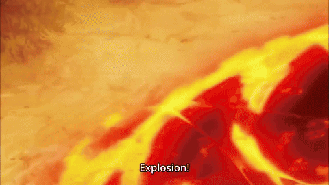A Cartoon Explosion With The Words `` Explosion '' Written On The Bottom . GIF